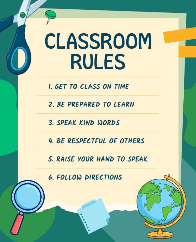 Playful Illustrated Classroom Rules Guide Poster Template