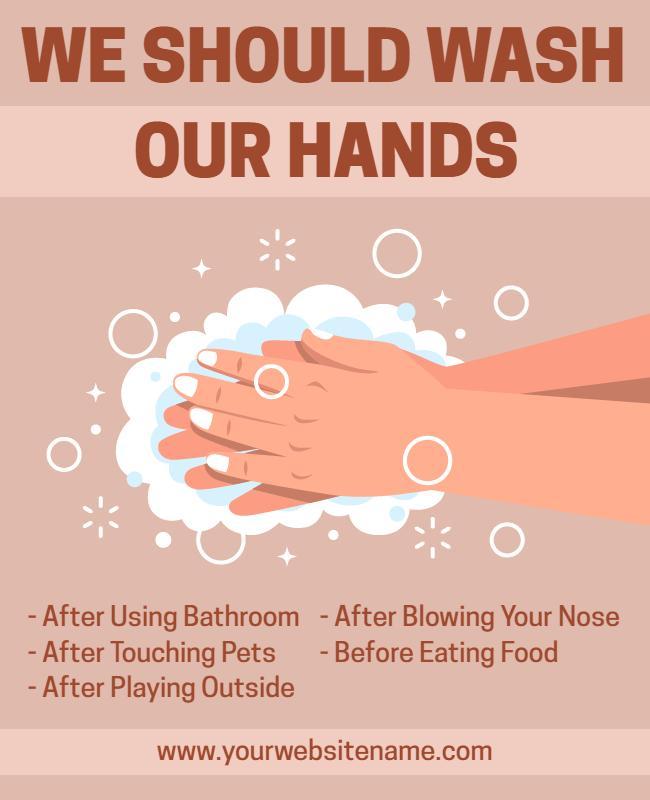 Playful Illustrated Hand Washing Hygiene Reminder Poster Template
