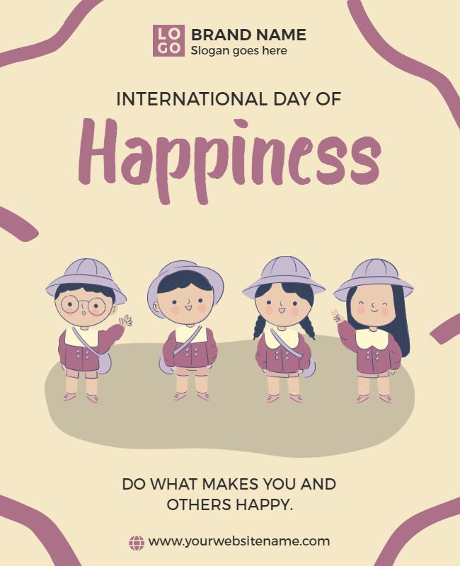 Playful Illustrated International Day of Happiness Poster Template