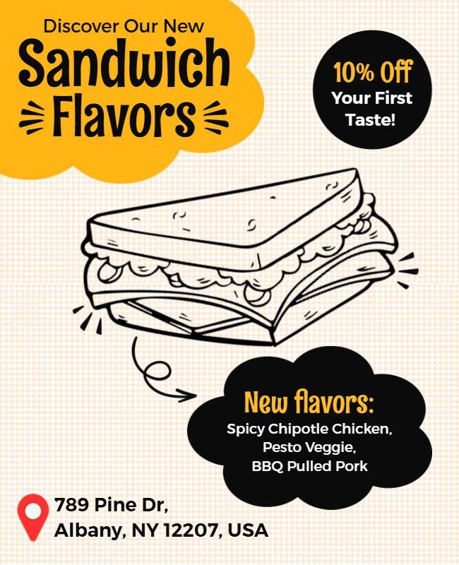 Playful Illustrated Sandwich Flavors Promotion Poster Template