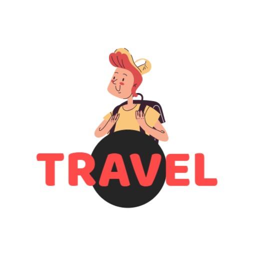 Playful Illustration Featuring a Traveler and Travel Theme Logo Template