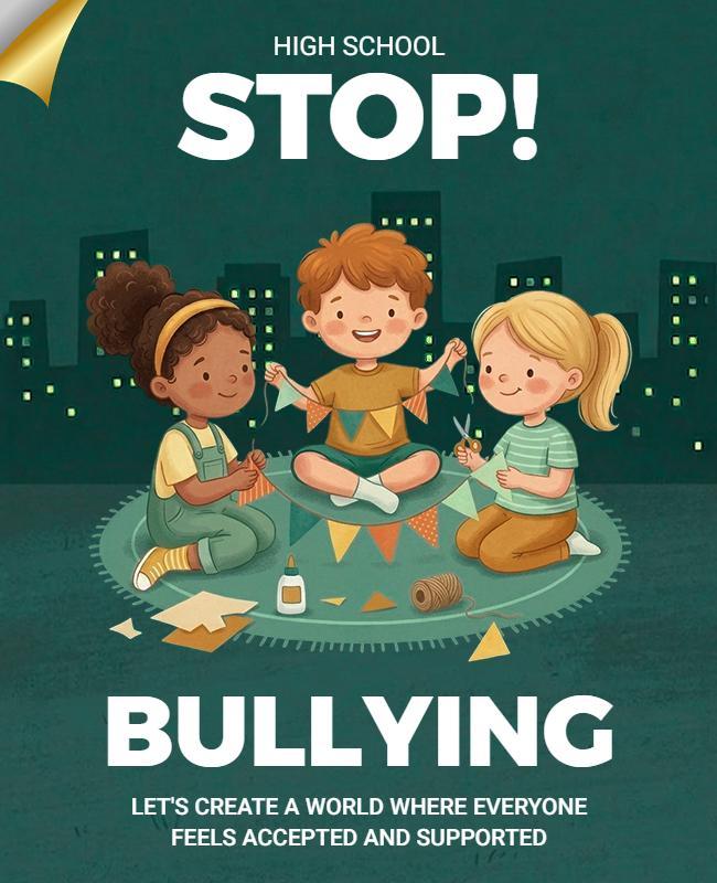 Playful Illustration for Anti-Bullying Awareness Poster Template
