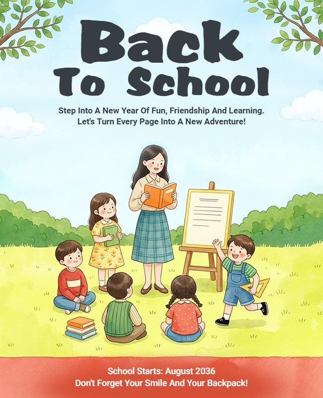 Playful Illustration of Kids Learning for Back to School Poster Template