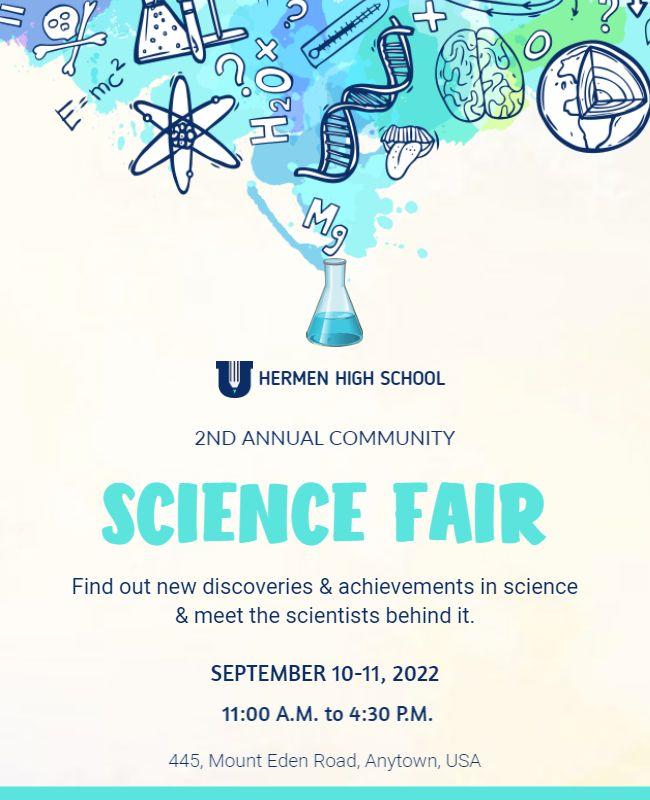 Playful Illustrative Science Fair Community Event Poster Template