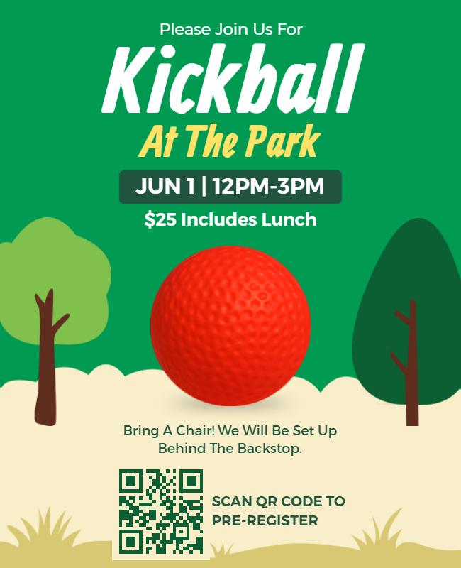 Playful Kickball at the Park Invitation Flyer Template
