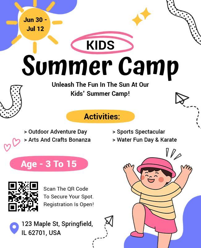 Playful Kids Summer Camp Event with Activities Flyer Template