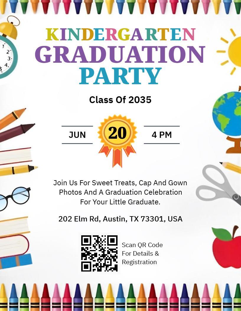 Playful Kindergarten Graduation Party Celebration Flyer Template