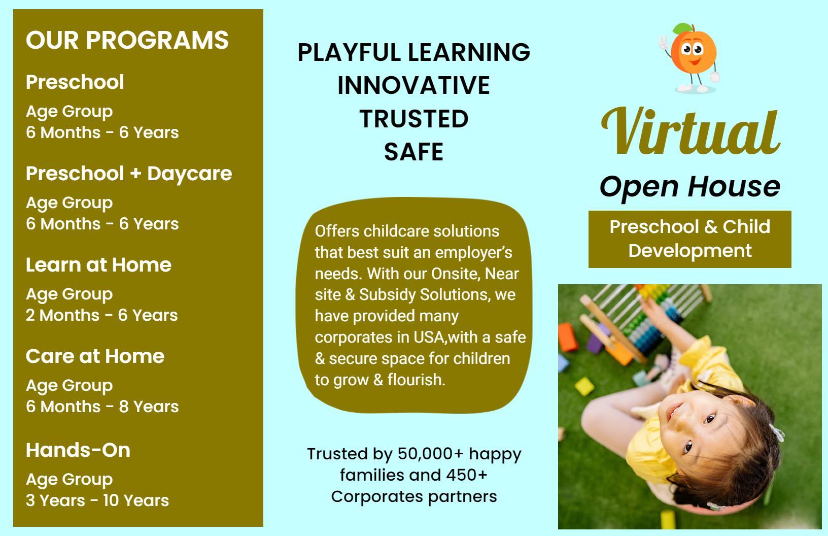 Playful Learning Preschool Virtual Open House Brochure Template
