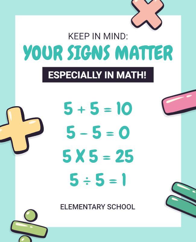Playful Math Educational Signs Matter Poster Template