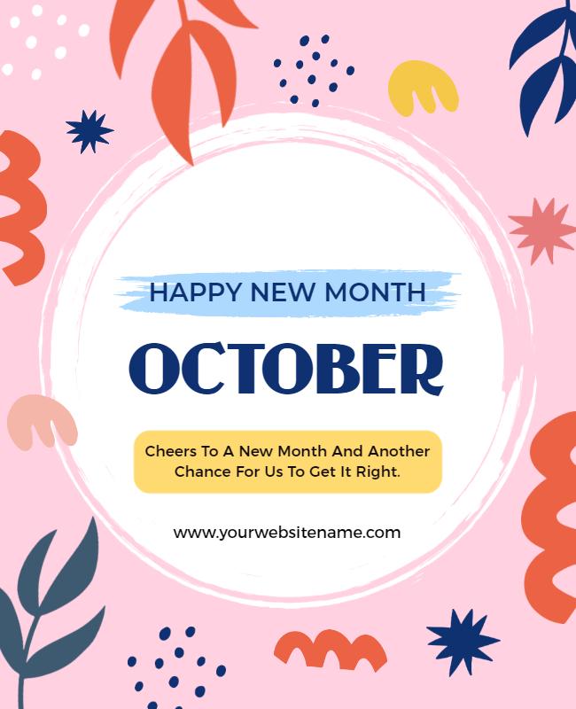 Playful October Monthly Celebration Greeting Poster Template