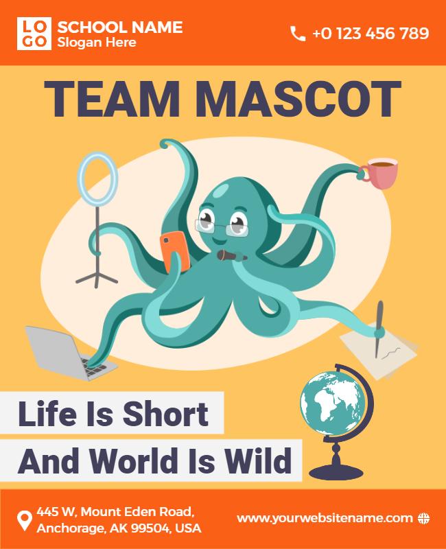 Playful Octopus Team Mascot Educational Spirit Poster Template