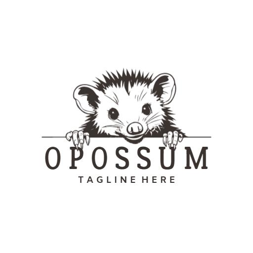 Playful Opossum Design Incorporating Nature Elements Logo Template