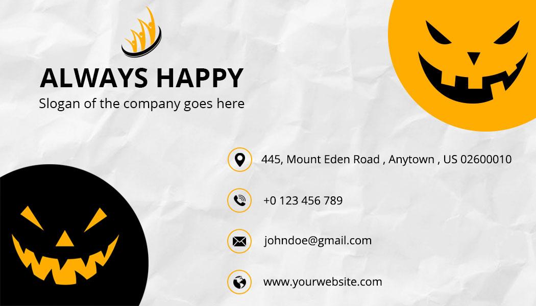 Playful Orange Halloween Themed Business Card Template