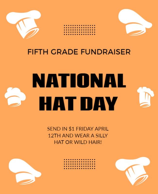 Playful Orange National Hat Day Fundraiser Poster Template