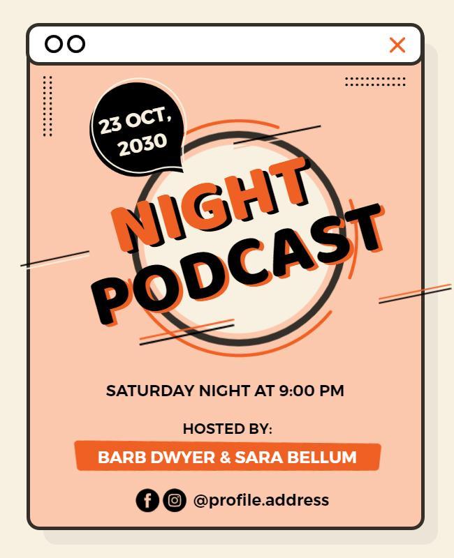 Playful Orange Night Podcast Event Announcement Poster Template