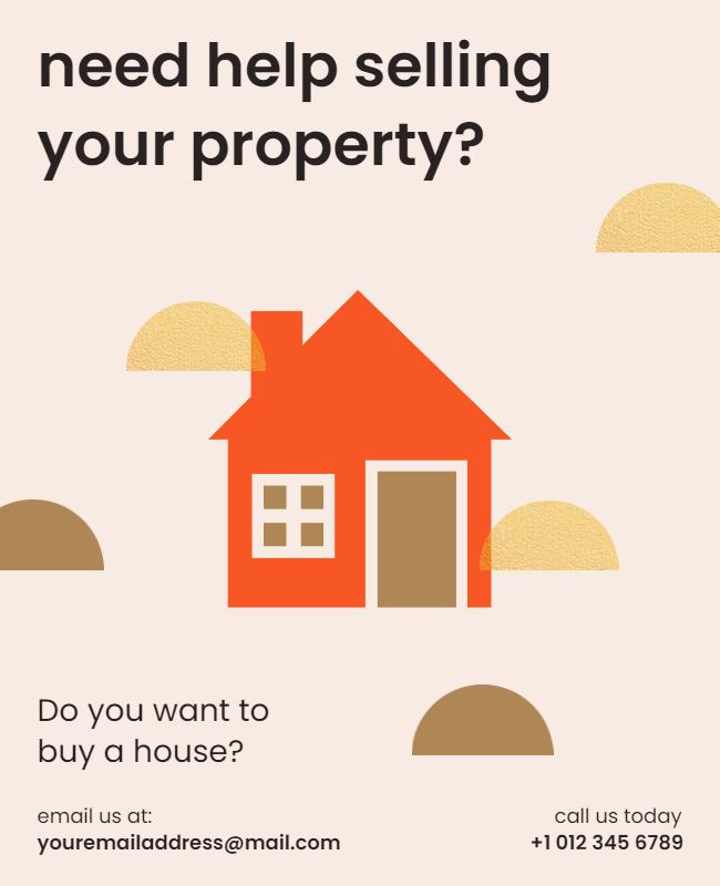 Playful Orange Real Estate Help Selling Property Poster Template