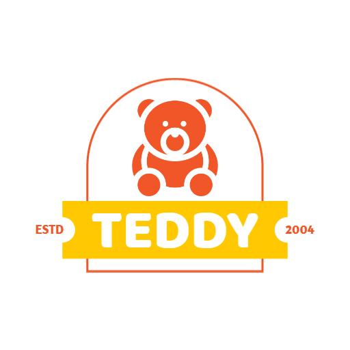 Playful Orange Teddy Bear Logo for Children's Apparel Logo Template