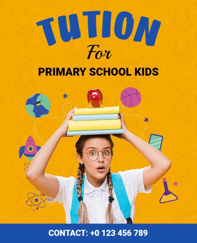 Playful Orange Tuition for Primary School Kids Poster Template
