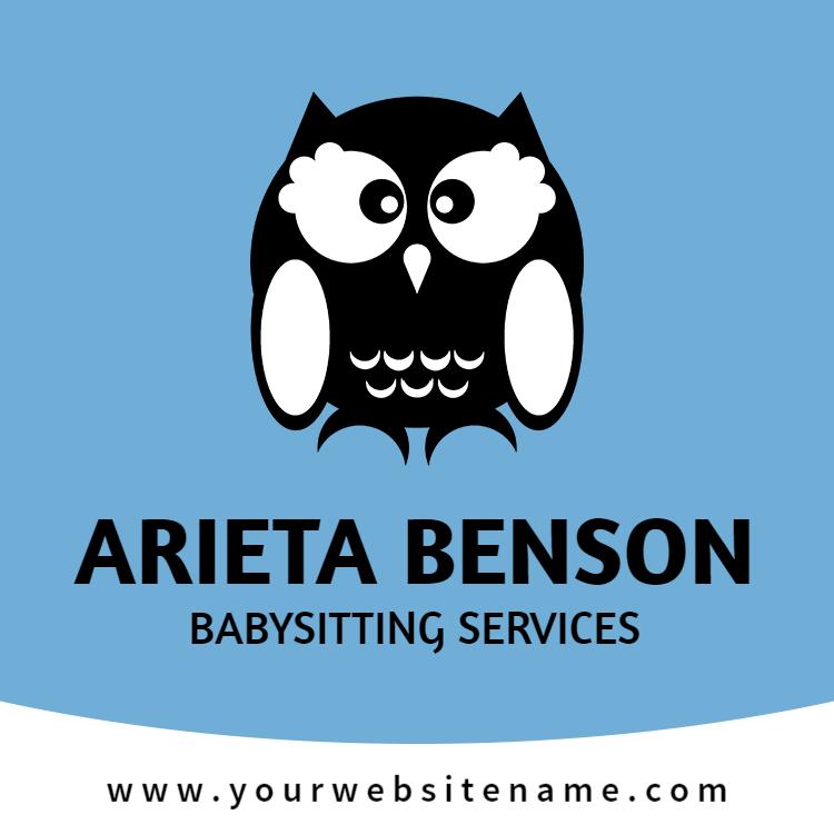Playful Owl Design for Babysitting Services Business Card Template
