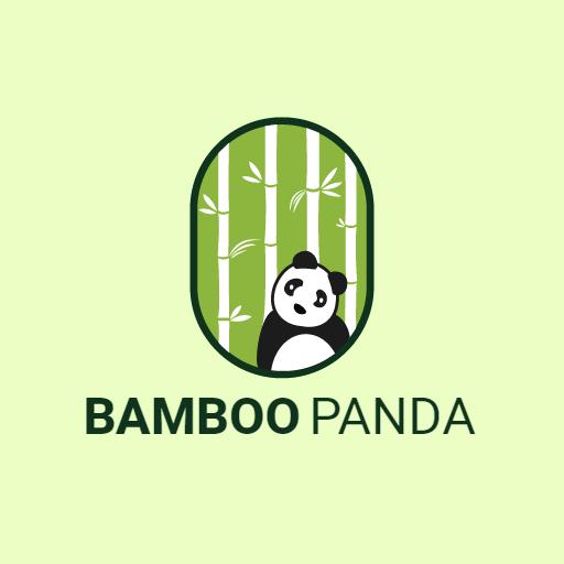 Playful Panda Surrounded by Lush Green Bamboo Logo Template