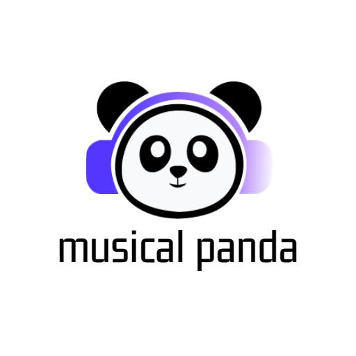 Playful Panda Wearing Headphones for Musical Themes Logo Template