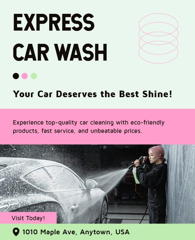 Playful Pastel Car Wash Promotion Poster Template