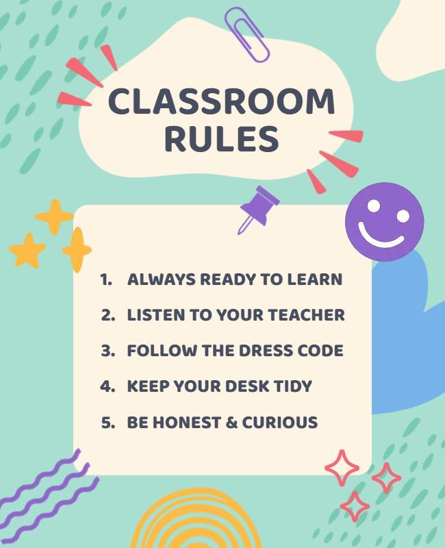 Playful Pastel Classroom Guidelines Learning Poster Template