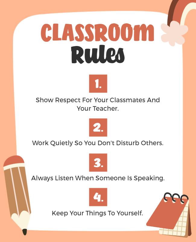 Playful Pastel Classroom Rules Instructional Poster Template