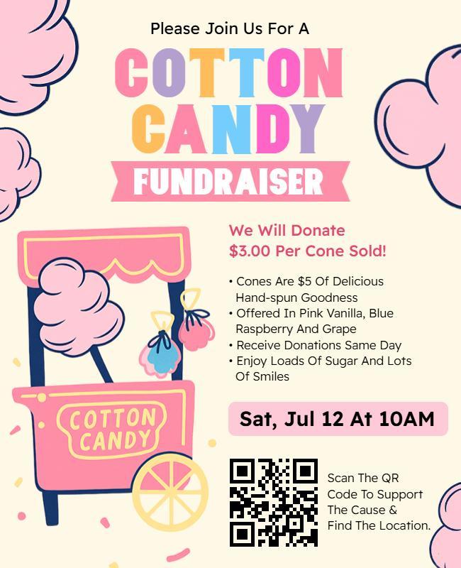 Playful Pastel Cotton Candy Fundraiser Event Flyer Template