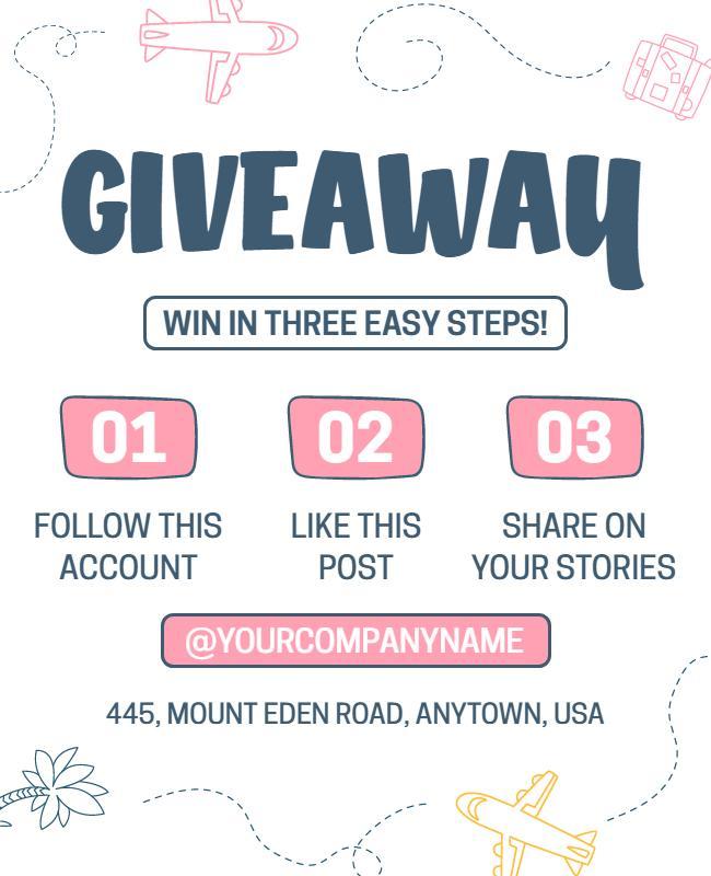 Playful Pastel Giveaway Announcement Easy Steps Poster Template