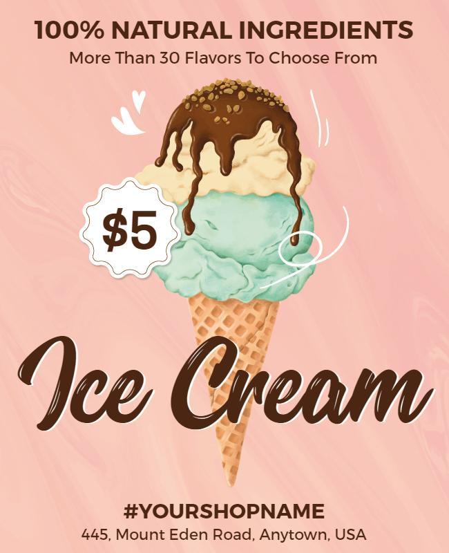Playful Pastel Ice Cream Flavors Shop Poster Template