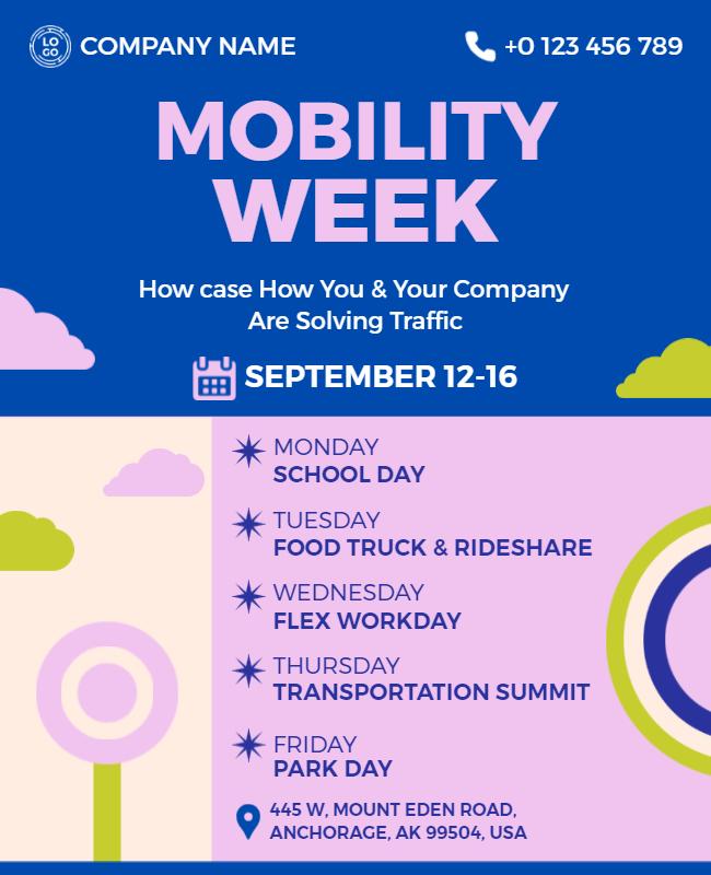 Playful Pastel Mobility Week Community Events Poster Template