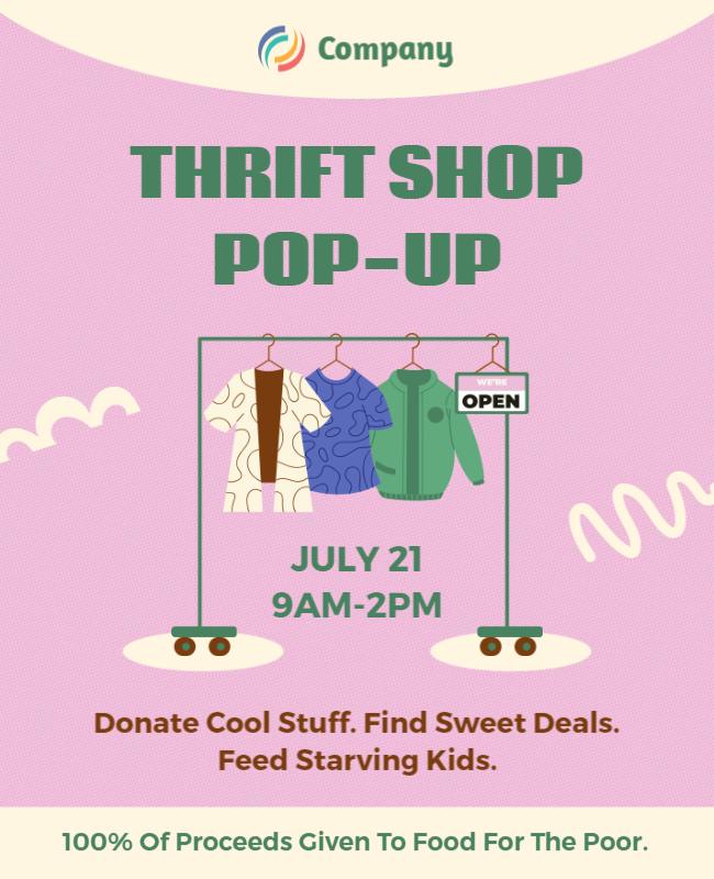 Playful Pastel Thrift Shop Pop-Up Fundraising Poster Template