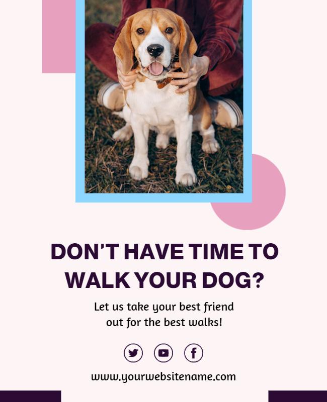 Playful Pet Care Service for Dog Walking Poster Template