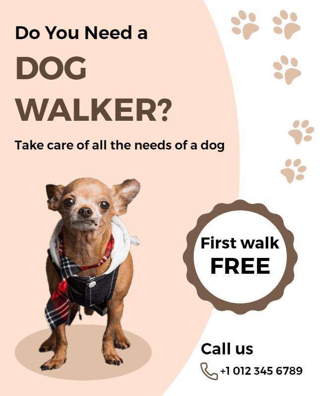 Playful Pet Care Services Dog Walker Advertisement Poster Template