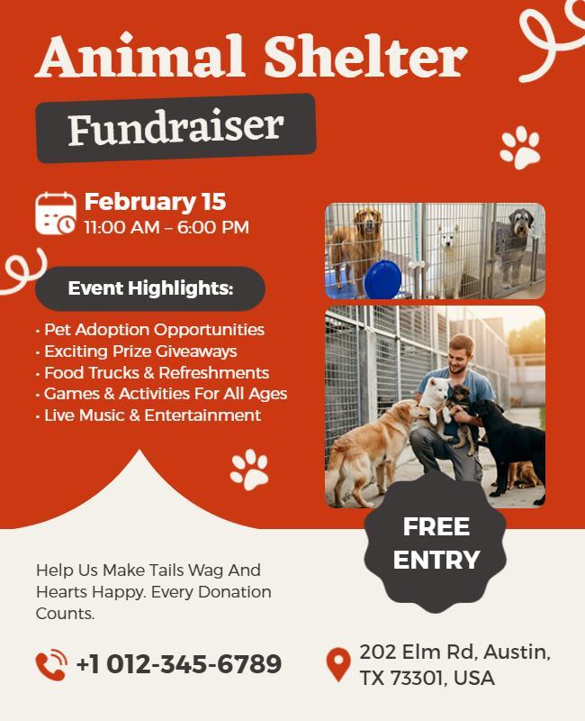 Playful Pet-Themed Community Fundraiser Event Flyer Template