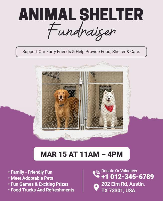Playful Pet-Themed Fundraiser for Animal Shelter Flyer Template