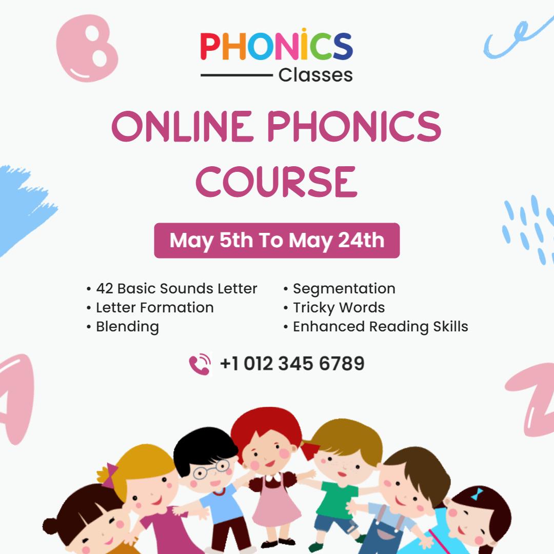 Playful Phonics Course for Kids with Fun Characters Ad Template