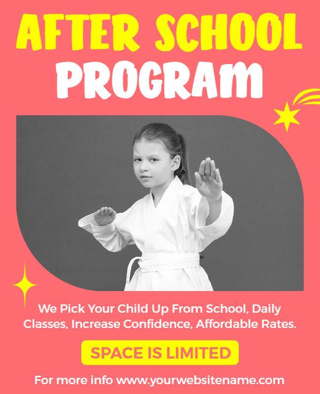 Playful Pink After School Martial Arts Program Poster Template