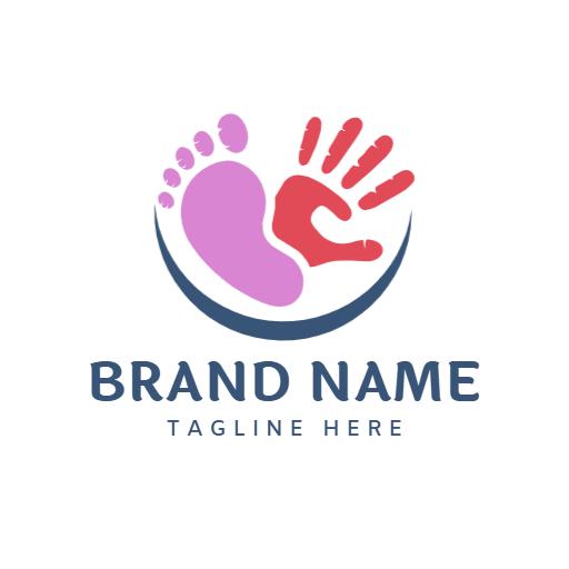 Playful Pink and Blue Baby Care Services Business Logo Template