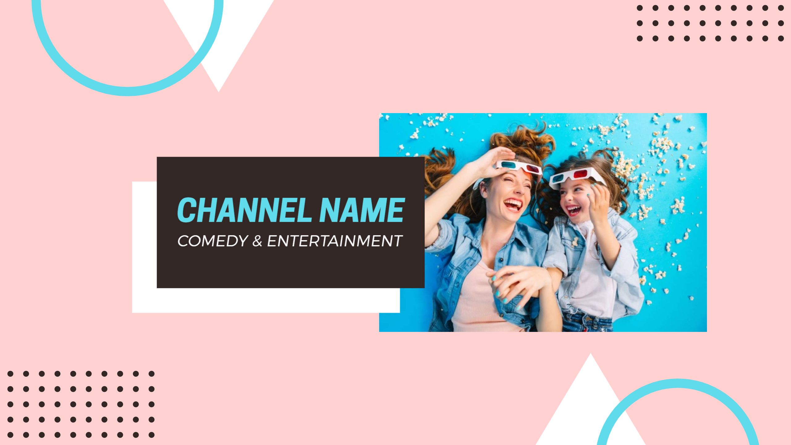 Playful Pink and Blue Design for YouTube Comedy Banner Template