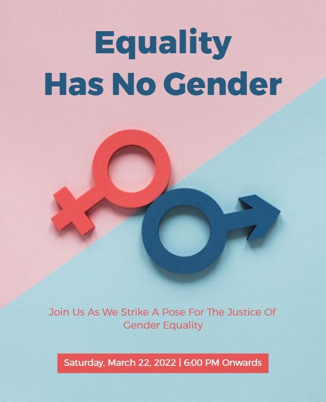 Playful Pink and Blue Gender Equality Awareness Poster Template