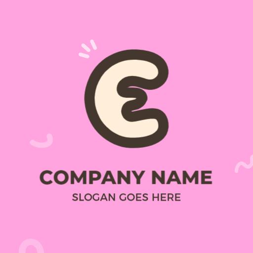 Playful Pink and Cream E Letter Design for Branding Logo Template