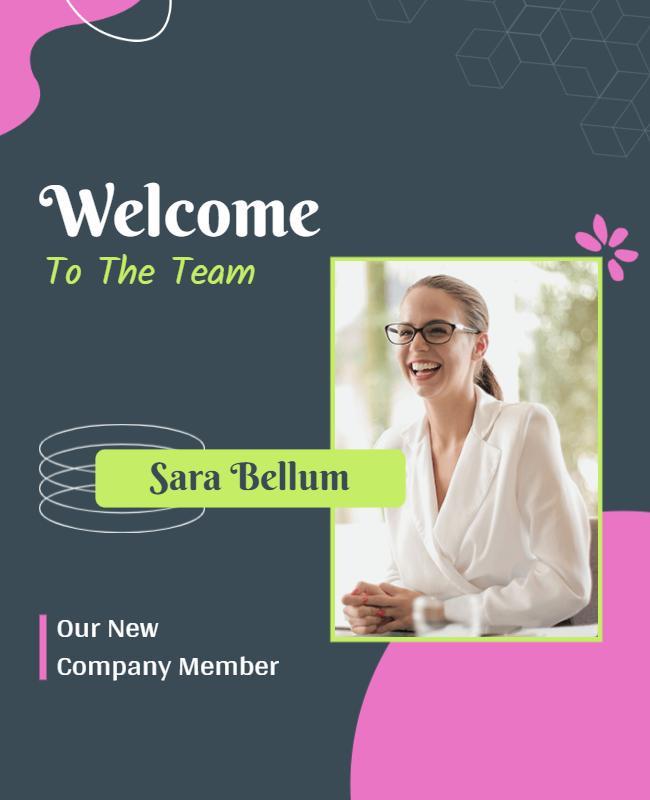 Playful Pink and Green Welcome New Team Member Poster Template