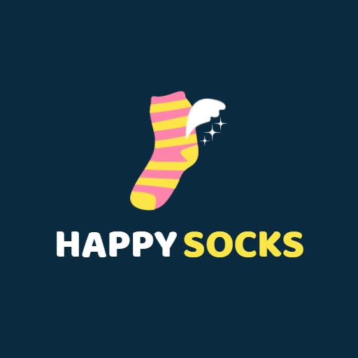 Playful Pink and Yellow Striped Sock Design Logo Template