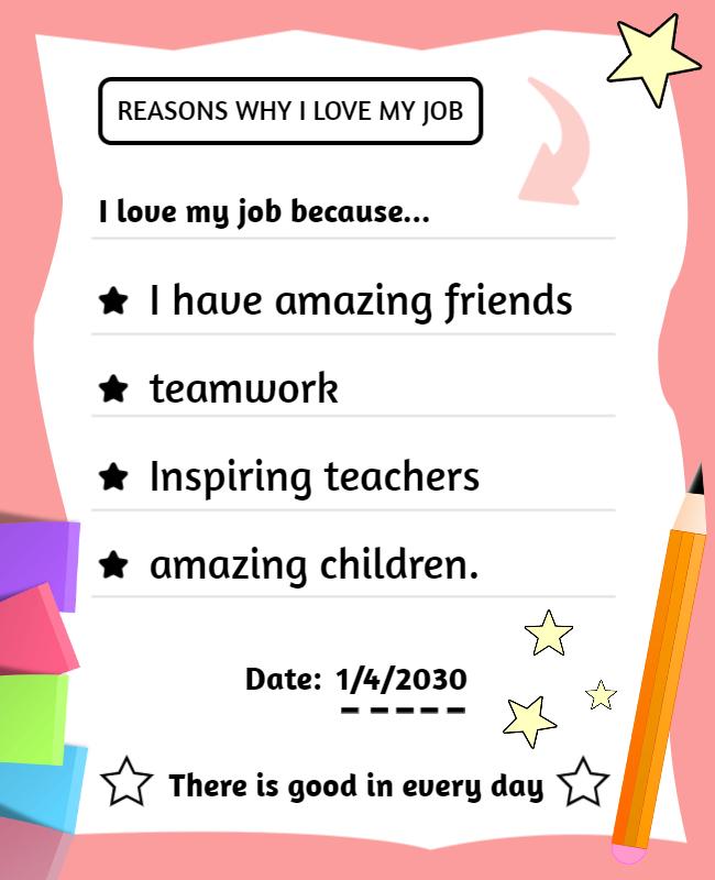 Playful Pink Appreciation for Work Environment Poster Template