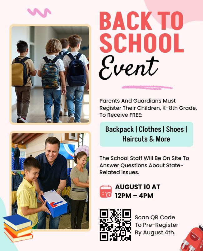Playful Pink Back to School Supplies Giveaway Flyer Template