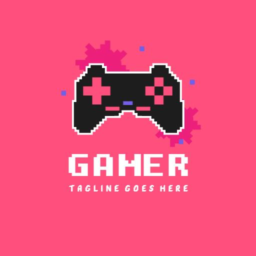 Playful Pink Background with Retro Gaming Controller Logo Template