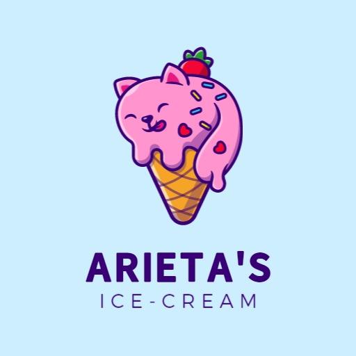 Playful Pink Cat on Ice Cream Cone Cartoon Logo Template