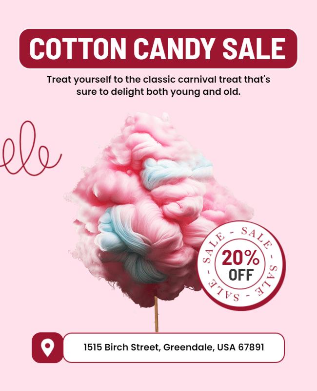 Playful Pink Cotton Candy Sale Announcement Poster Template